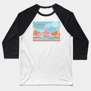 Alberta Legislature Edmonton, AB Canada Illustration Vintage Style Baseball T-Shirt